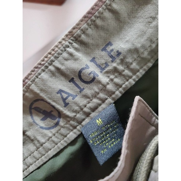 Aigle Army Fatigue Camouflage Cargo Logo Print Pull On Swimwear Shorts M - Picture 7 of 10